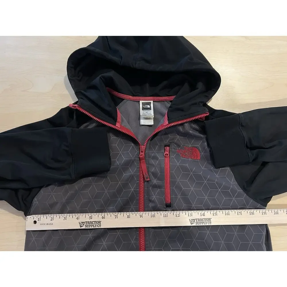 The North Face Jacket Hoodie Fleece Men’s Size S Black Gray Hexagon Cube Grid